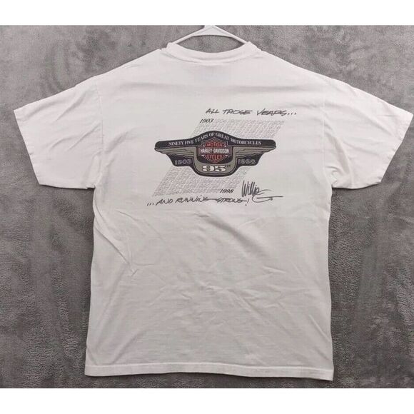 VTG Harley Davidson T-Shirt Size‎ Lg White 1998 'All Those Years' 95th Willie G - Picture 3 of 14
